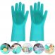 Силиконовые перчатки для мытья и чистки Magic Silicone Gloves с ворсом Бирюзовые