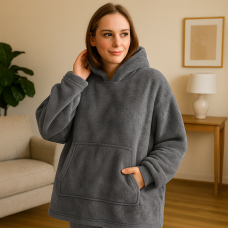 Толстовка-плед з капюшоном HUGGLE HOODIE універсальний розмір Сірий (HA-402)