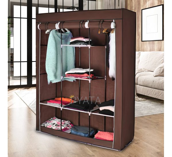 Складна каркасна тканинна текстильна шафа на 3 секції Storage Wardrobe 88130 Коричневий (N-14)