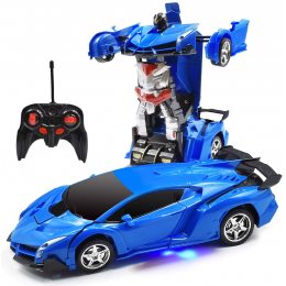 Машинка Трансформер Lamborghini Robot Car Size 18 Синя