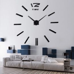 Настінні самоклеючі кварцові 3д годинник ZH003 без цифр DIY Clock Чорні (В)