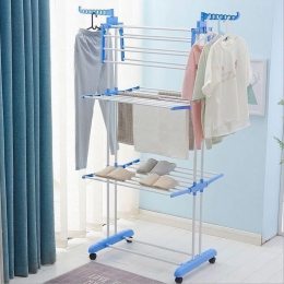 Сушарка для білизни Garment rack with wheels № K12-120 Блакитний
