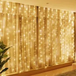 Xmas Гирлянда Водопад Желтый 240 LED (прозрачный провод,2.5*1.5)