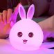 Силіконовий сенсорний нічник з пультом 16 кольорів Кролик із вушками Рожевий