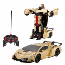 Машинка Трансформер Bugatti Car Robot Size 1:18 ЗОЛОТА З ПУЛЬТОМ SIZE 18 (212)