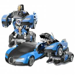 Машинка Трансформер Bugatti Robot Car Size 1:18 СИНЯЯ С ПУЛЬТОМ SIZE 18 (212)