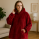 Толстовка - плед з капюшоном HUGGLE HOODIE КОВДРА, плед з рукавами ЧЕРВОНИЙ (NM-500)