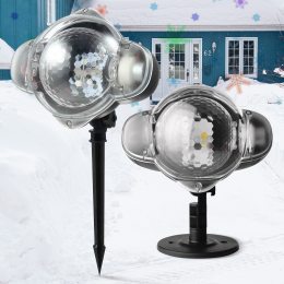 УЦЕНКА!Новогодний уличный лазерный проектор с подпорками для улицы и подставкой для помещения "Снежинки" PRO-2-6