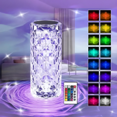 Настільна декоративна проекційна світлодіодна сенсорна лампа-ночник RGB Crystal Rose Ambience 20,5 см (В)