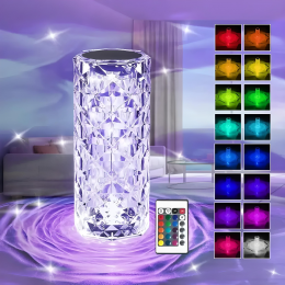Настільна декоративна проекційна світлодіодна сенсорна лампа-ночник RGB Crystal Rose Ambience 20,5 см