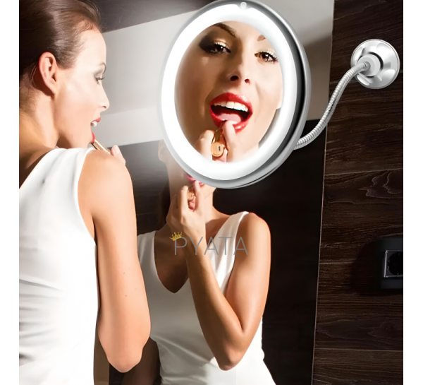 Гибкое зеркало для макияжа с LED подсветкой Ultra Flexible mirror с увеличением 10X (V-212)