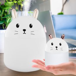 Ультразвуковий портативний зволожувач повітря-нічник 2в1 Humidifier Rabbit з LED підсвічуванням Білий (205)