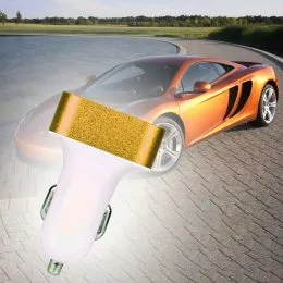 Авто зарядка АЗУ 2USB mini color Золотой (206)