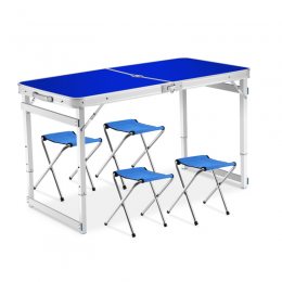 Усиленный стол для пикника раскладной с 4 стульями Easy Camping Синий