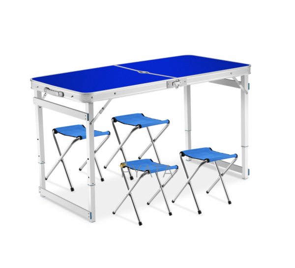Посилений стіл для пікніка розкладний з 4 стільцями Easy Camping Синій