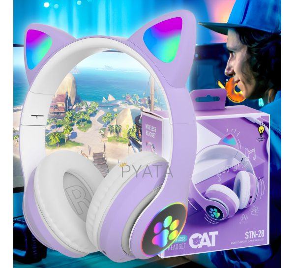 Бездротові навушники з котячими вушками Cat VZV-23M Фiолетовi 206
