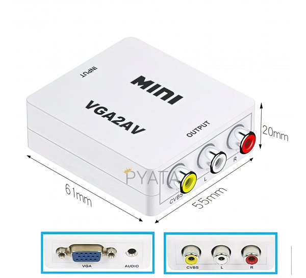 Адаптер video VGA2AV  конвертер аудіо відео сигналу VGA2AV перетворювач RCA (В)