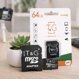 Карта памяти microSD Touch&Go 64 ГБ Class 10 с адаптером SD для смартфона, камеры, планшета