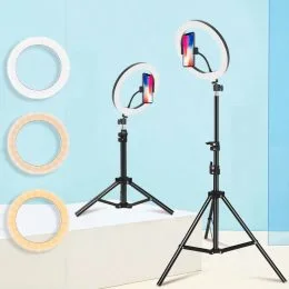 Кольцевая светодиодная LED лампа RING  для блогера / селфи / фотографа / визажиста  26 см со штативом 210 см