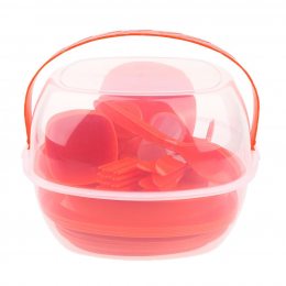 Набір туристичного посуду greencamp пластик 54 предмета червоний (S\H#5)