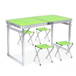 Посилений стіл для пікніка розкладний з 4 стільцями Easy Camping Зелений