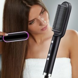 Гребінець для випрямлення волосся з турмаліновим покриттям Hair Straightener HQT-909 Чорний