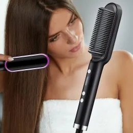 Гребінець-випрямляч з турмаліновим покриттям Hair Straightener HQT-909 Чорний