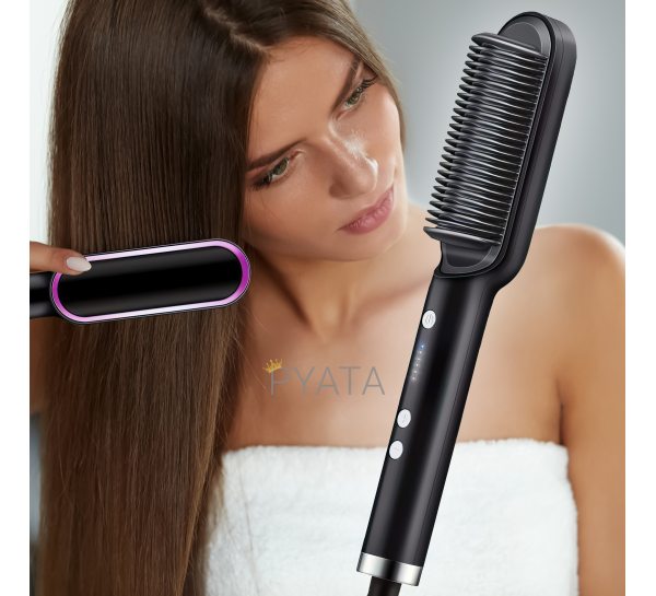 Расчёска для выпрямления волос с турмалиновым покрытием Hair Straightener HQT-909 Черный