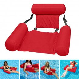 Надувний складаний матрац плаваючий стілець, пляжний водний гамак InflatableFloatingBed, надувне крісло, червоний (205)