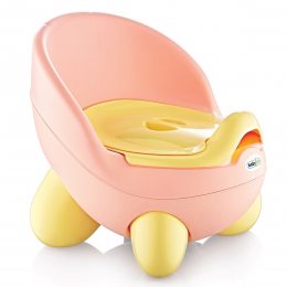 Детский горшок Tiny Mini art (Бэбихуд) Кью Кью с крышкой розовый-жовтий(205)