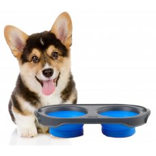 Подвійна мисочка для корму DEXAS Collapsible Pet Feeder синя