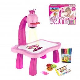 Дитячий стіл-проектор для малювання зі світлодіодним підсвічуванням, рожевий (HA-114)
