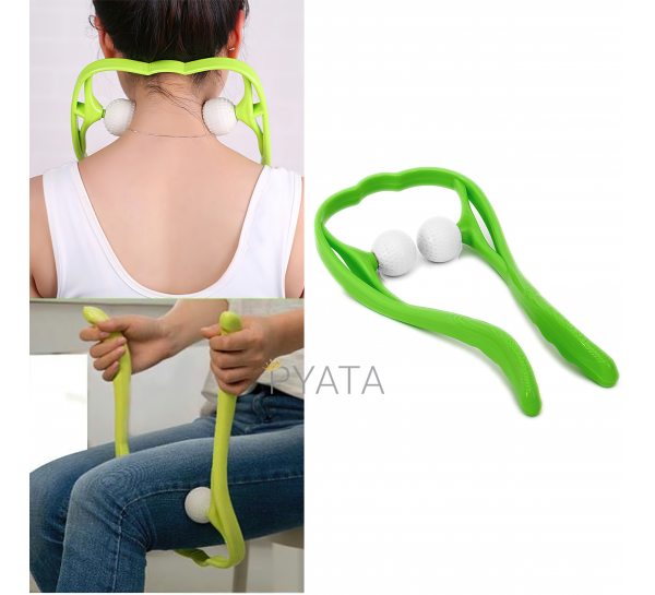 Нековзний ручний масажер для шийного відділу хребта (зелений) (130)