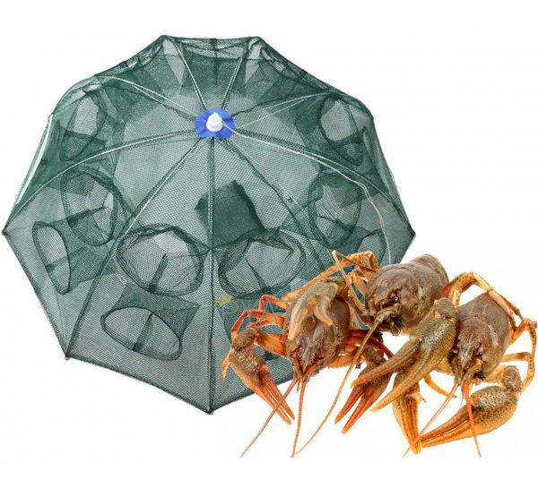 Рыболовная верша для раков, сачок зонт для раков, рачница приманка 16 входов