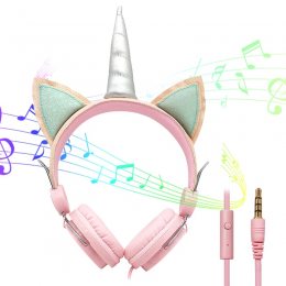 Мультяшные наушники с единорогом, наушники с ушками Единорог, детская накладная гарнитура для девочек unicorn wireless headset ah-805 