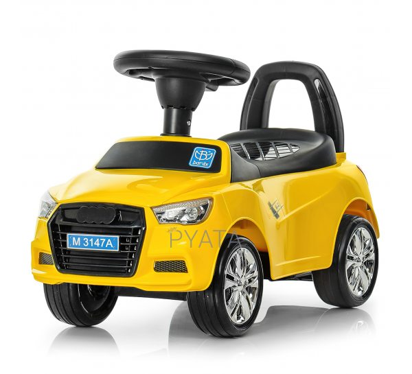 Каталка-толокар, машина для дитини від 1 року, Bambi M 3147A-6 Audi з музикою, жовтий