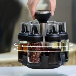 Подставка карусель с емкостями для специй Spice rotating bottles JM - 620 6 отсеков (237)