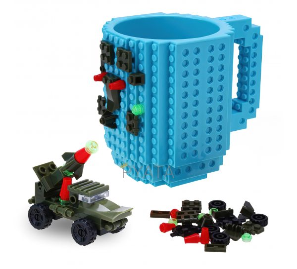 Кружка лего - чашка конструктор в стилі LEGO 350 мл блакитний (237)