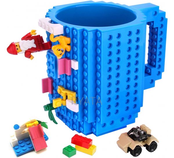Кружка лего - чашка конструктор в стилі LEGO 350 мл синій (237)