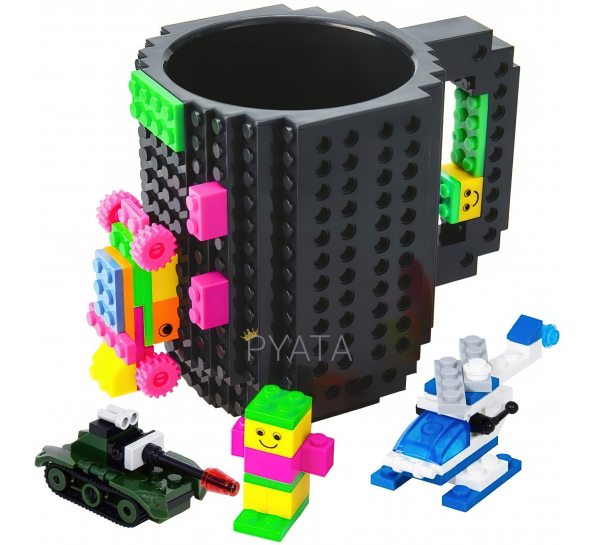 Кружка лего - чашка конструктор в стиле LEGO 350 мл черный (237)