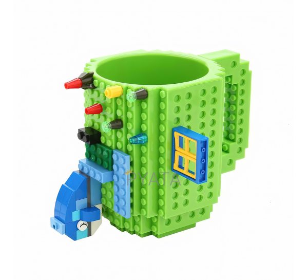 Кружка лего - чашка конструктор в стилі LEGO 350 мл зелений (237)