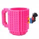 Кружка лего - чашка конструктор в стилі LEGO 350 мл рожевий (237)
