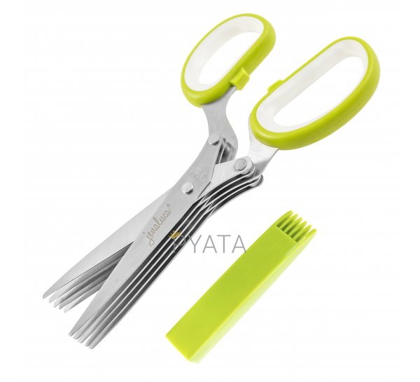 Кухонні ножиці для зелені Herb Scissors 5 гострих лез зелені (В)