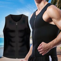 Мужская моделирующая тренировочная майка-жилет для бега и тренировок с парниковым эффектом для похудения на молнии Zipper Vest S (205)  (B)