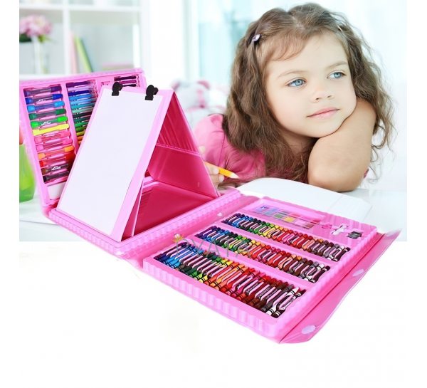 Набір для дитячої творчості у валізі з 208 предметів рожевий