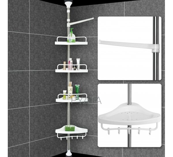 Кутова телескопічна полка для ванної, етажерка Multi Corner Shelf (MA-56)