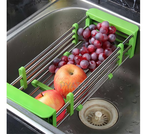 Багатофункціональна складна кухонна полка для посуду Kitchen Drain Shelf Rack Зелена (В)